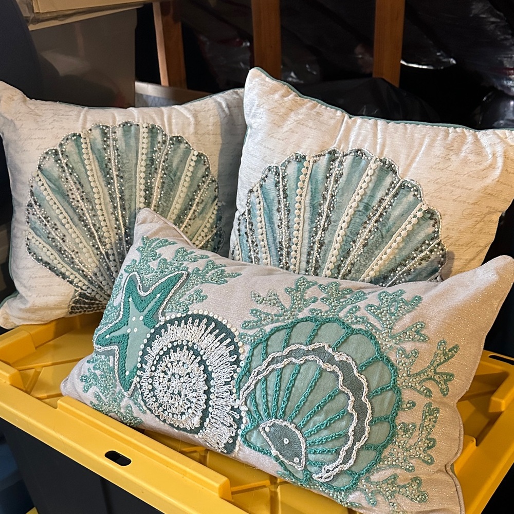 Beaded Seashell Accent Pillows